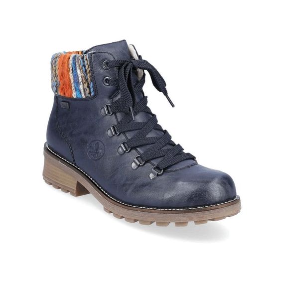 Rieker Knitted Cuff -Tex Warmlined Navy Ankle Boots, EU 37 / US 6.5, MP $112 - Picture 1 of 15